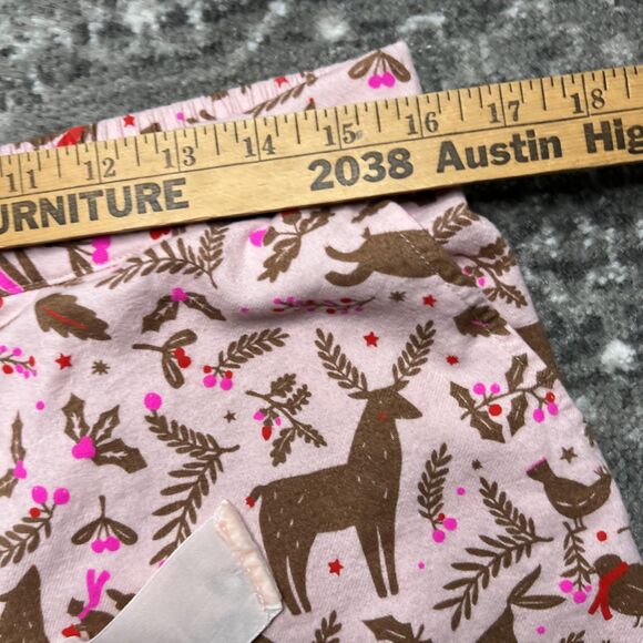 Boden Flannel Pajama Pants Medium Holiday Christmas Pink Deer Rabbits Winter - Picture 4 of 9